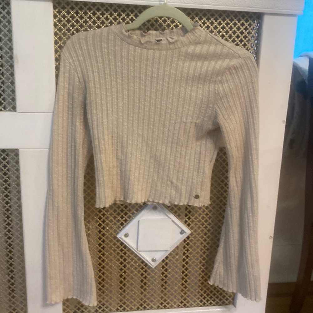 Roxy Ribbed Long Sleeve Crop Shirt Size Small
